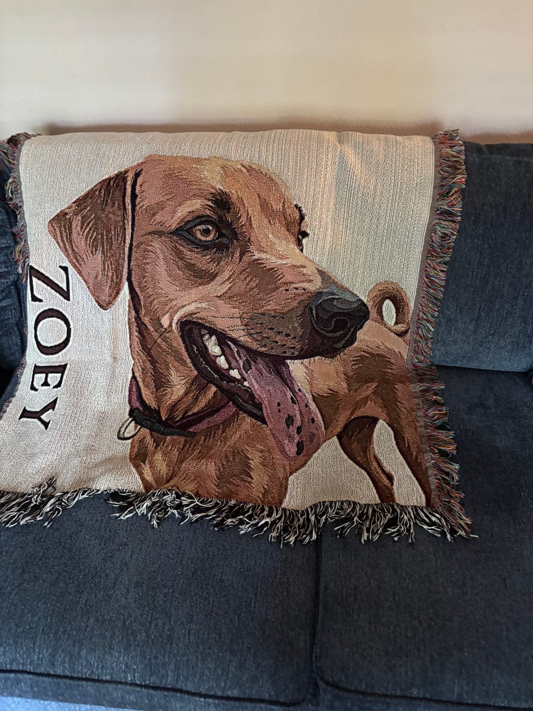 Customer photo review of Custom Heirloom Pet Throw Blanket