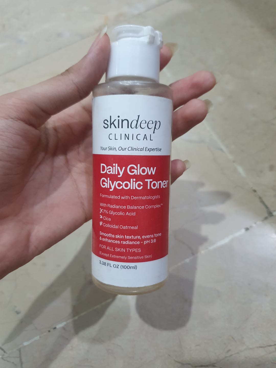 Customer photo review of Daily Glow Glycolic Toner