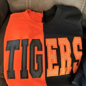 Customer photo review of Custom Glitter Embroidered Two Tone Sweatshirt | Gifts for Sports Mom