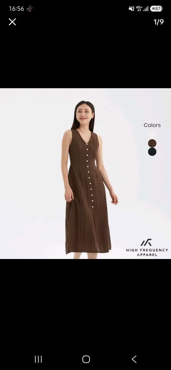 Customer photo review of V-Neck Seashell Button Midaxi Front Slit Dress