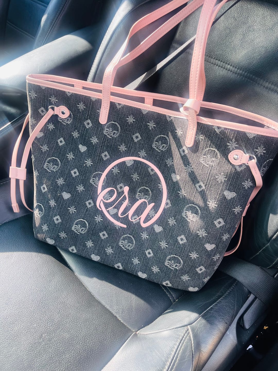 Customer photo review of Pink Muse Denim Tote