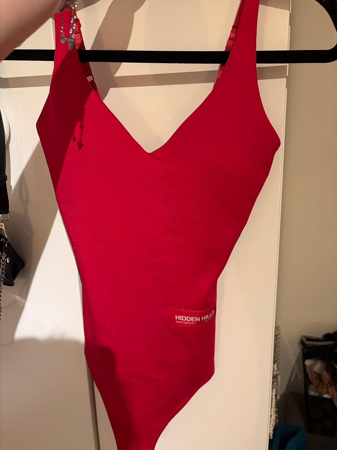Customer photo review of LABEL BODYSUIT RASPBERRY RED