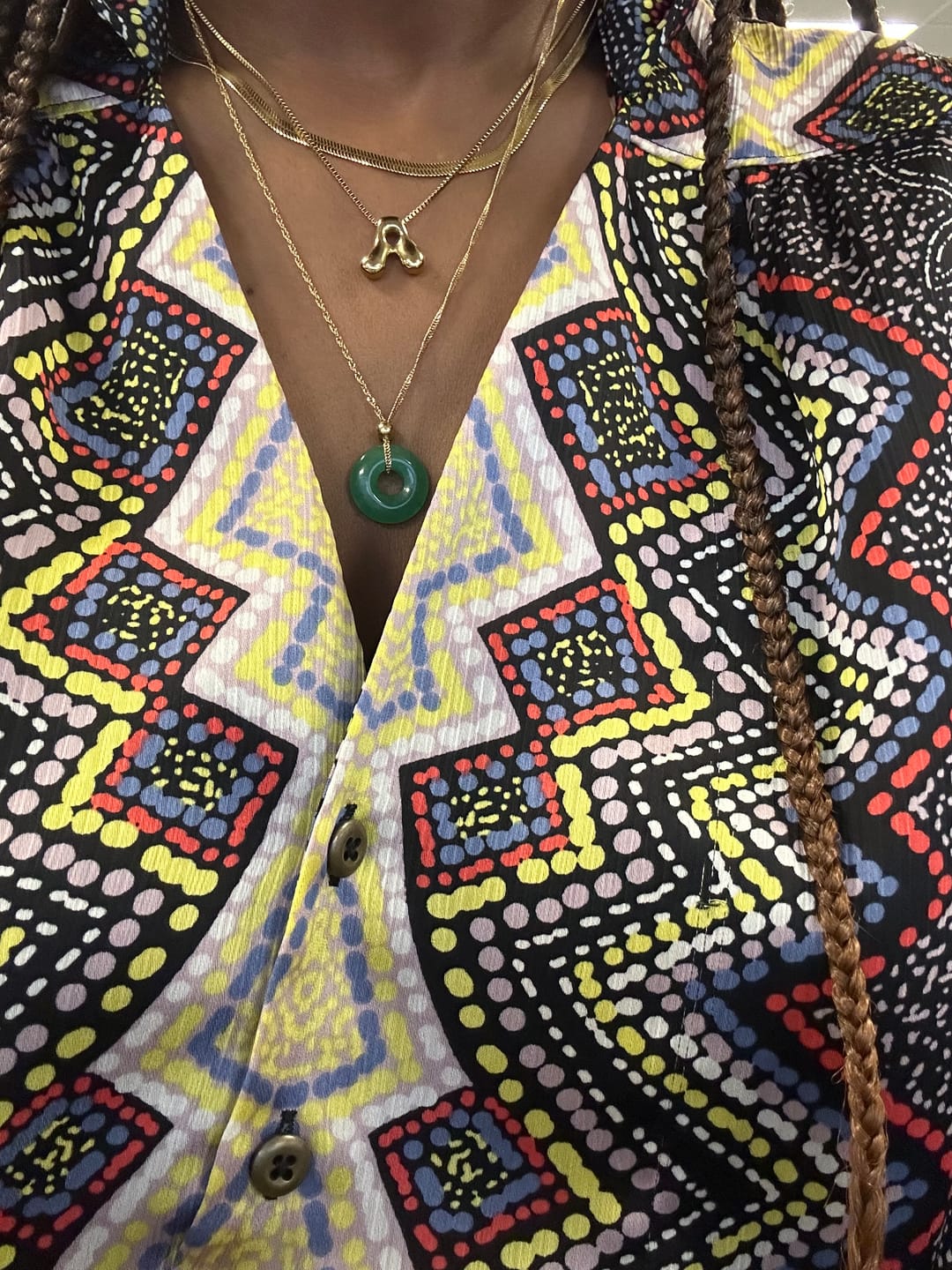 Customer photo review of Jade Coin Necklace