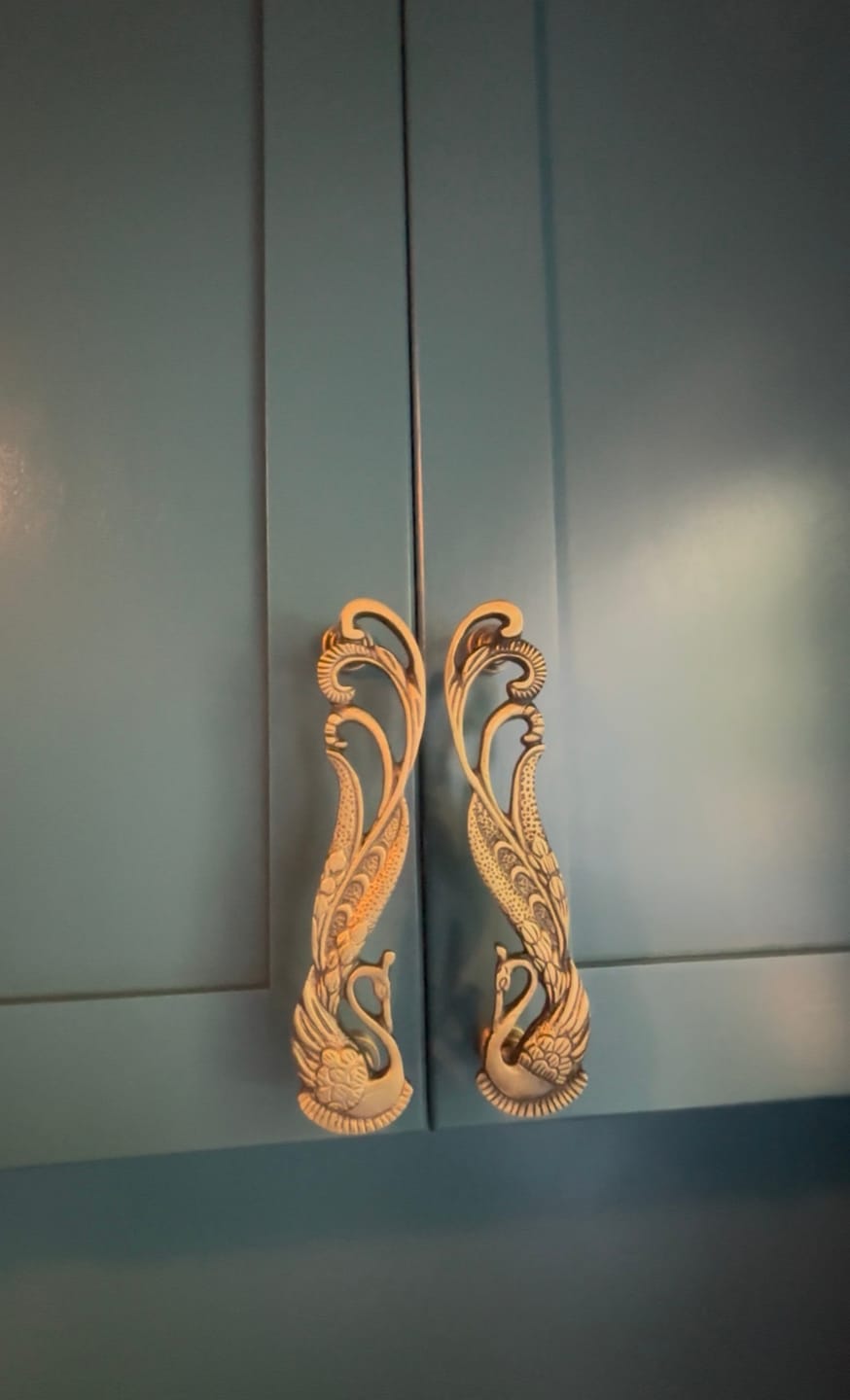Customer photo review of Peacock Brass Door Handle – Handcrafted Antique Solid Brass Pull Handle