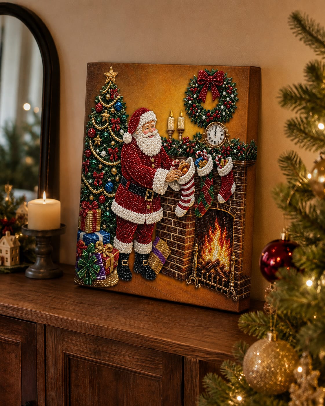 Customer photo review of 3D Pearl Art DIY Kit – Personalized Name Christmas Canvas Wall Decor for Holiday Decor & Gifts for Family and DIY Lovers
