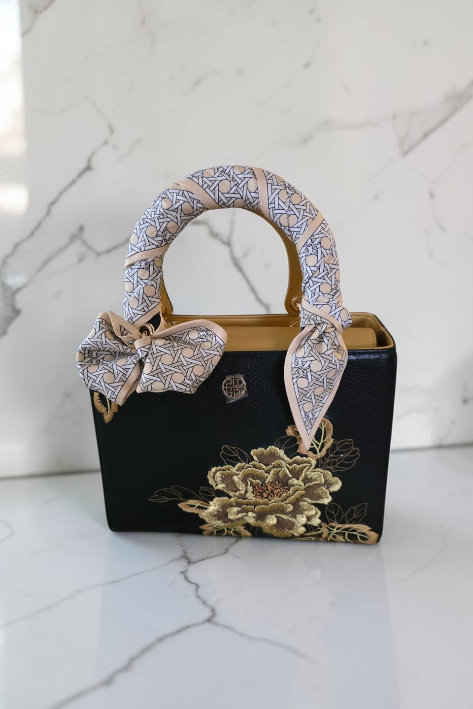 Customer photo review of Tang Red 25 Embroidered Queen Peony Tote