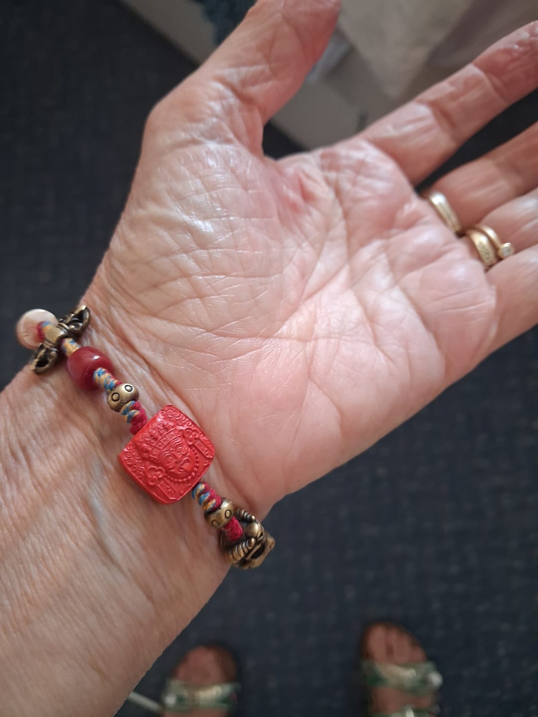 Customer photo review of The "Goddess's Seal" Zashi Lhamo Cinnabar & Garuda Fortune Bracelet