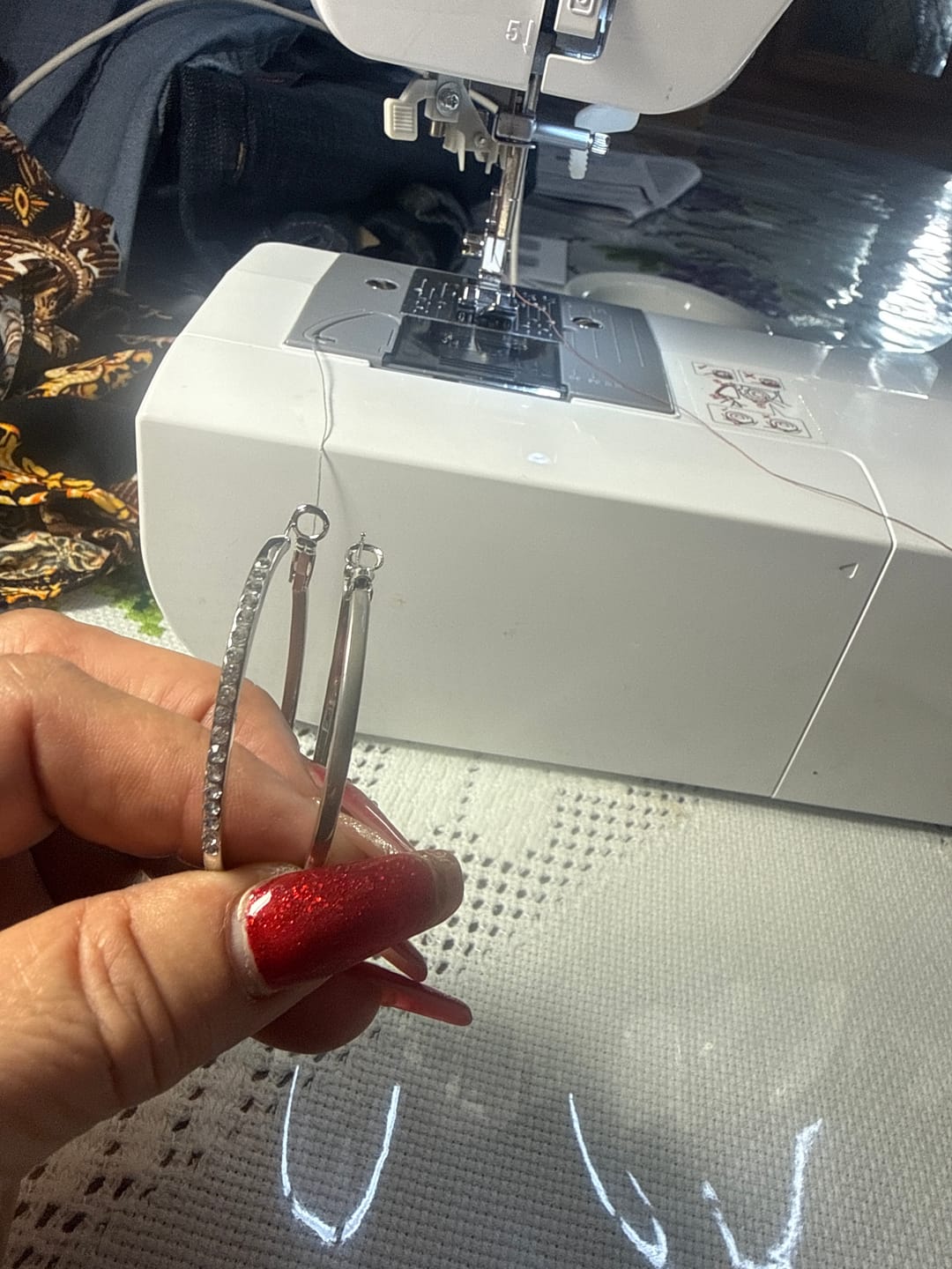 Customer photo review of Cobalt Earrings