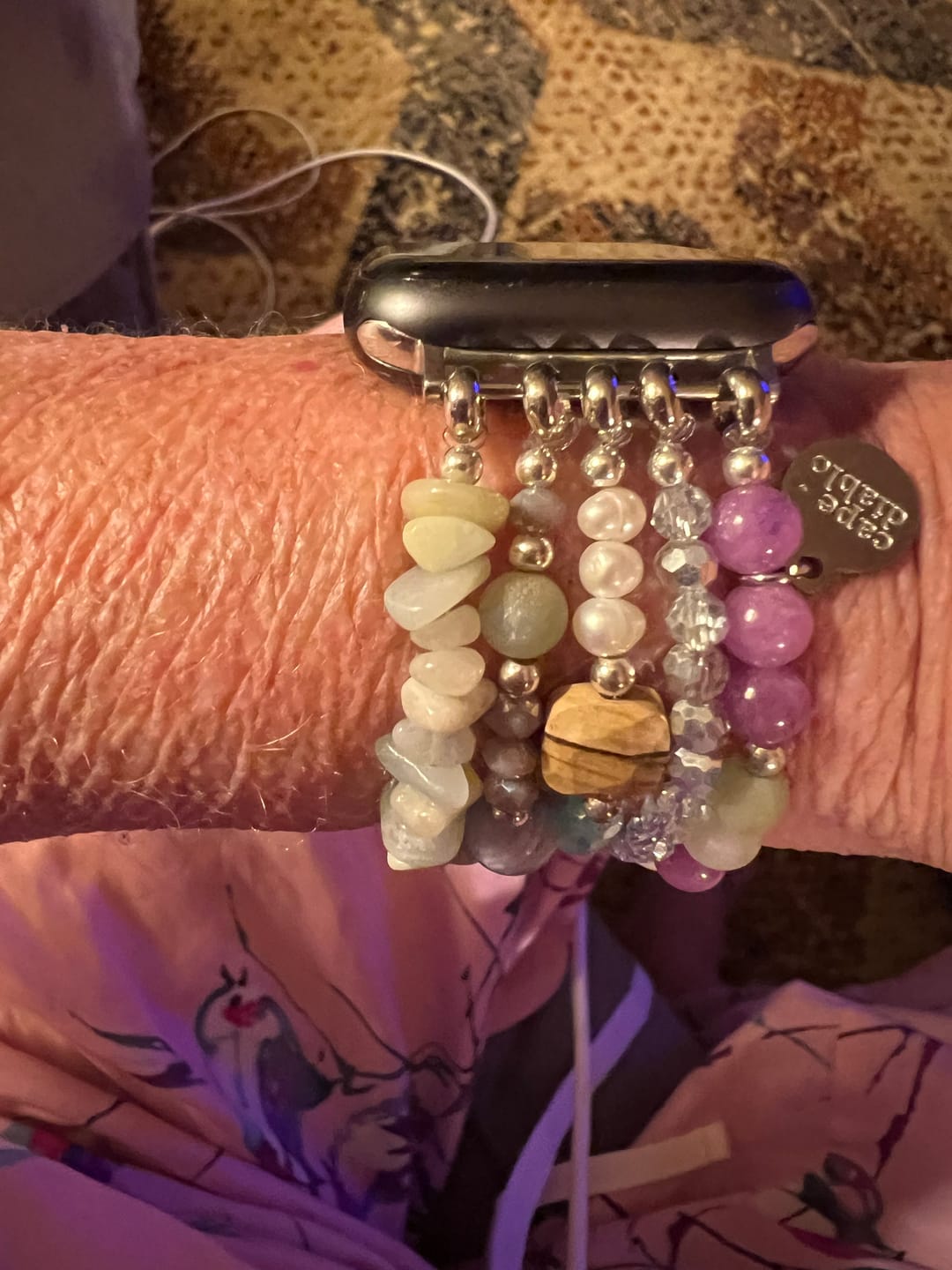 Customer photo review of Seaside Dreams Stretch Apple Watch Strap