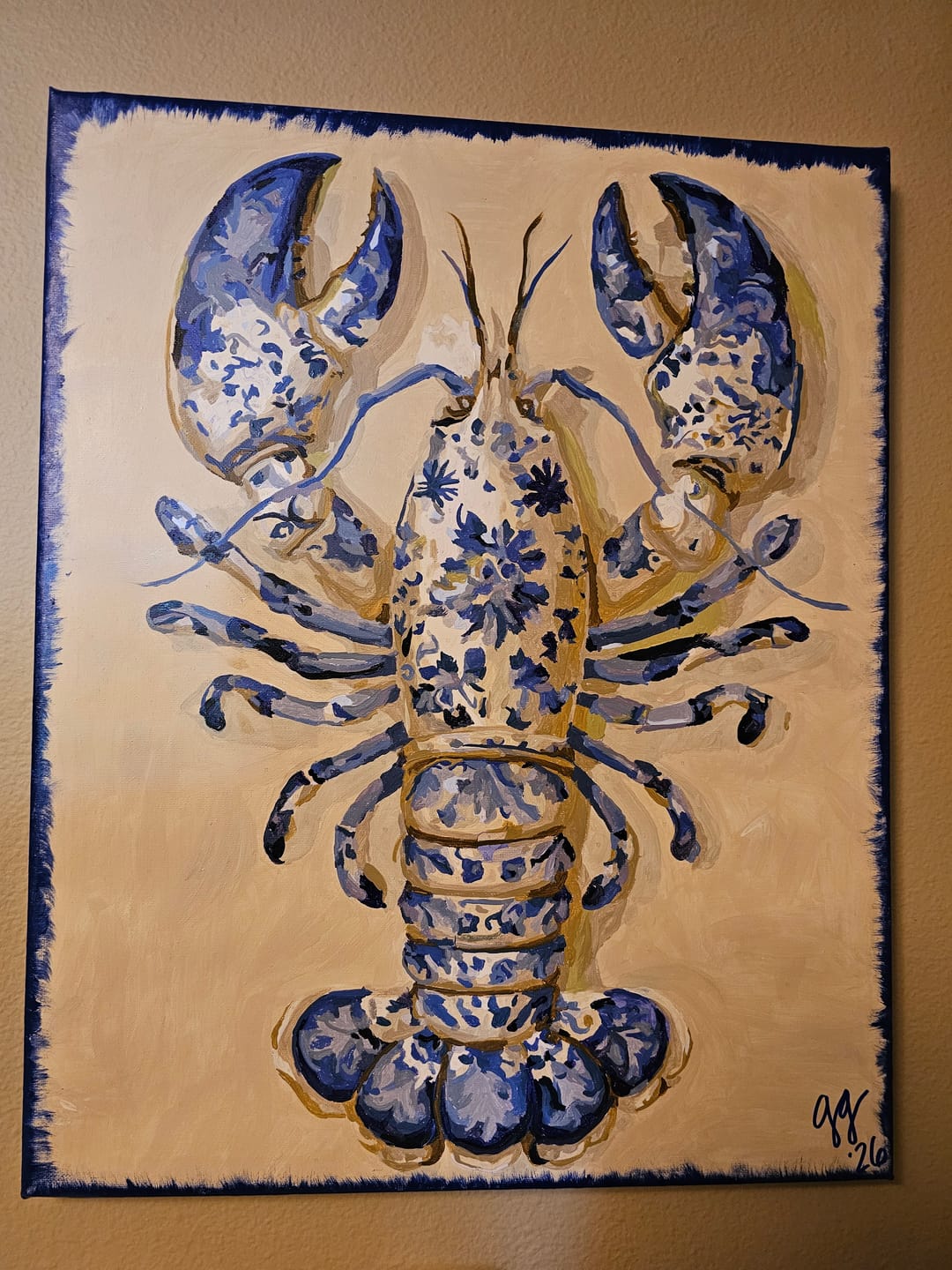 Customer photo review of Delft Lobster | Paint by Number