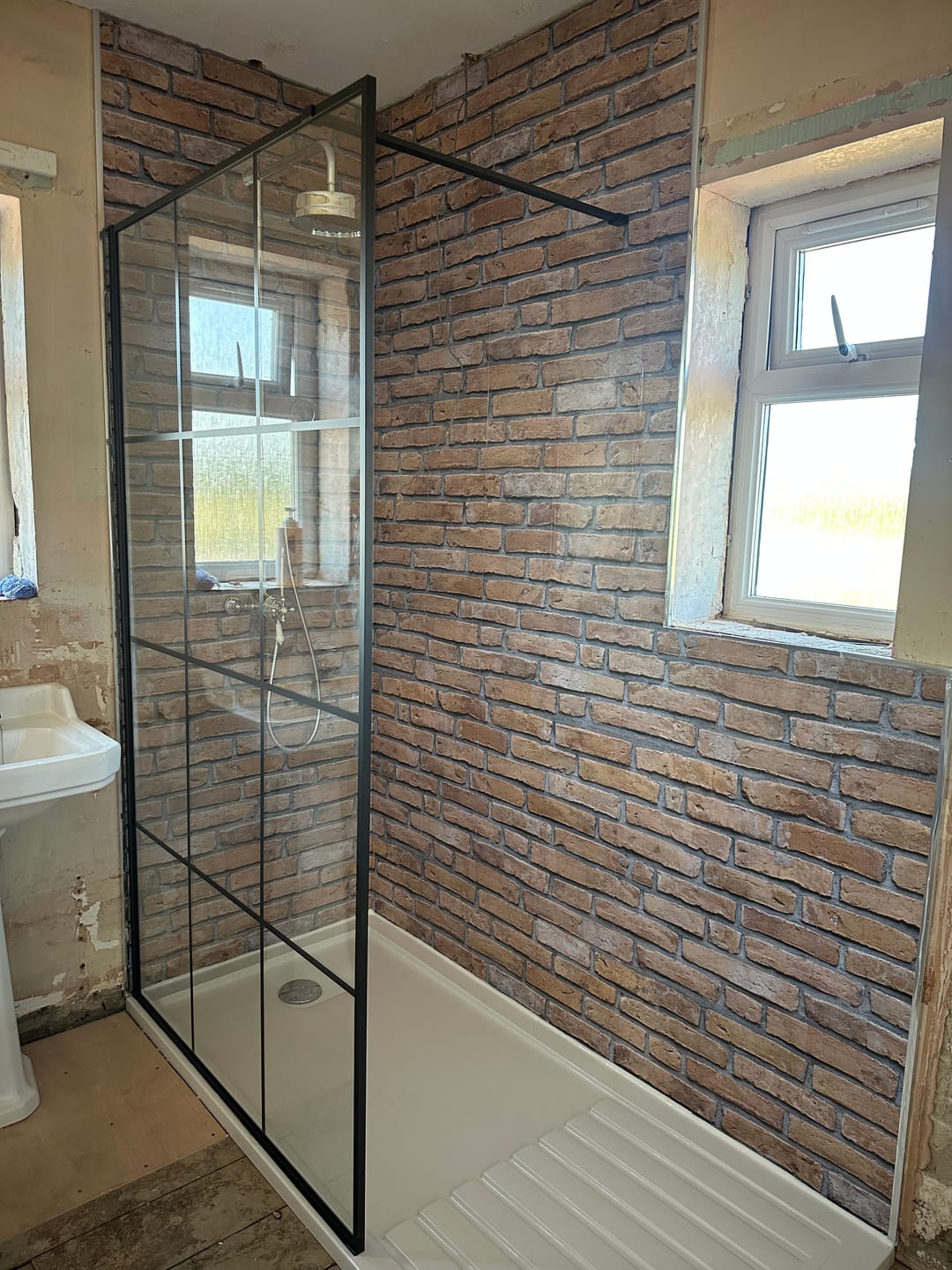 Customer photo review of 8mm Red Brick Effect Bathroom Wall Panel - Pack of 4