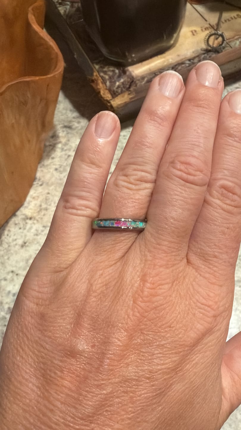 Customer photo review of Titanium Ring with Cremation Ashes