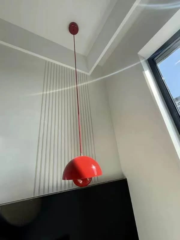 Customer photo review of Flowerpot Pendant Light, Dual-Dome Aluminum Shade, Hardwired Ceiling Fixture