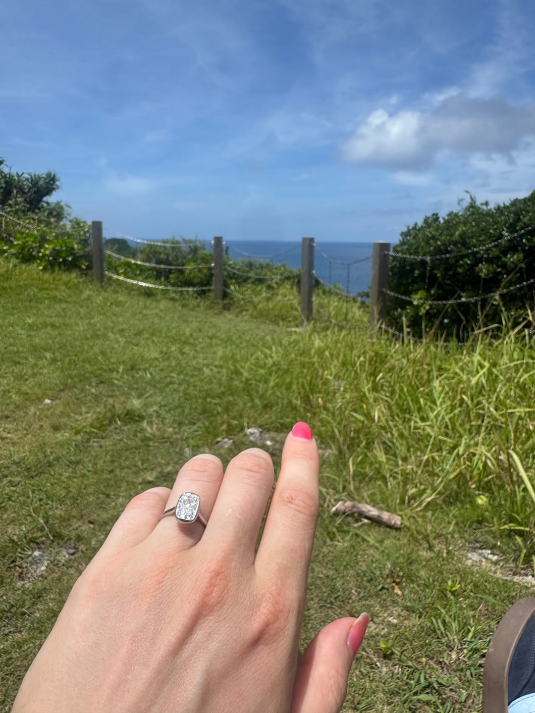 Customer photo review of Angie 3 Carat Elongated Cushion Cut Bezel Set Lab Grown Diamond Ring in 925 Sterling Silver