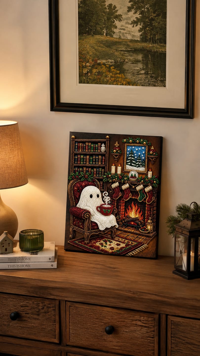 Customer photo review of 3D Pearl Art DIY Kit – Personalized Name Halloween Canvas Wall Decor for Spooky Decor & Gifts for Kids and DIY Lovers