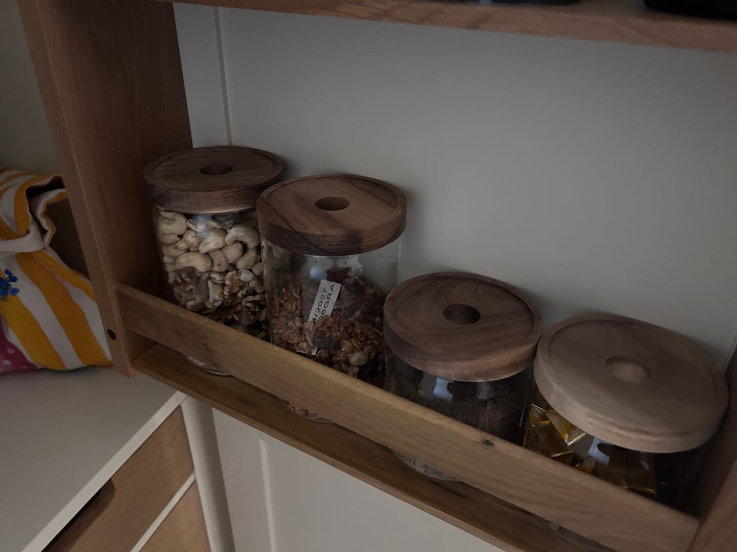 Customer photo review of Glass Acacia Pantry Jars