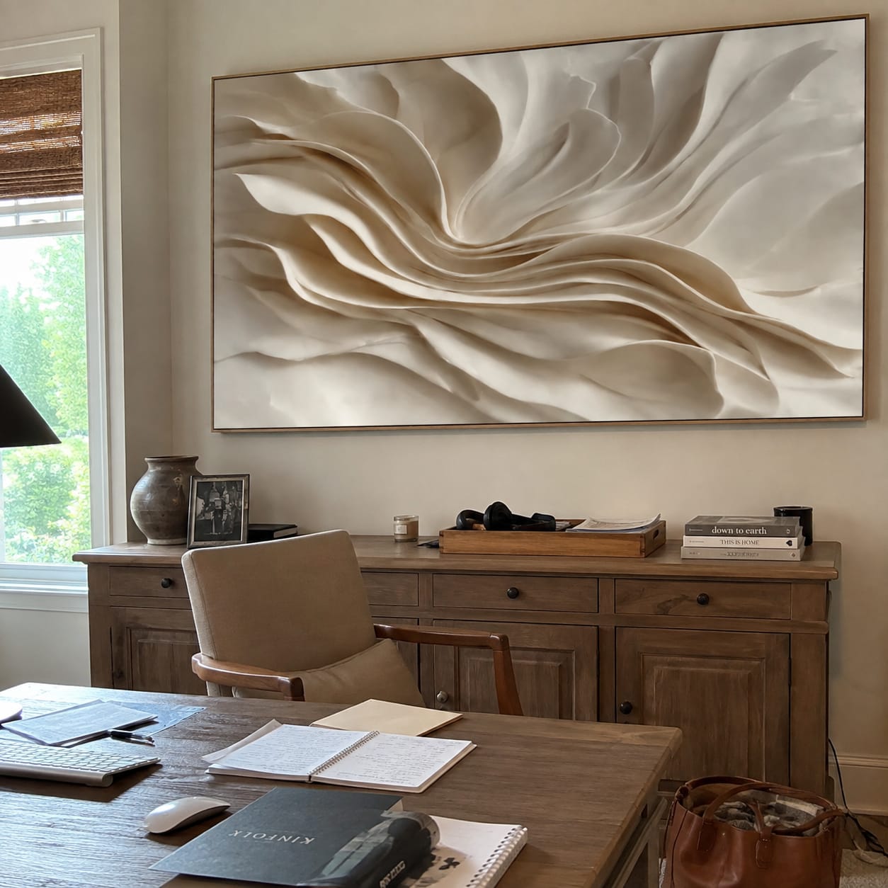 Customer photo review of Ivory Drift-Textured Abstract Painting