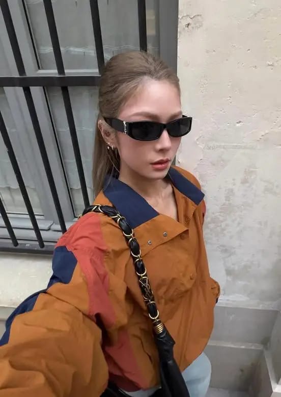 Customer photo review of Nerea Oversized Colorblock Cropped Jacket