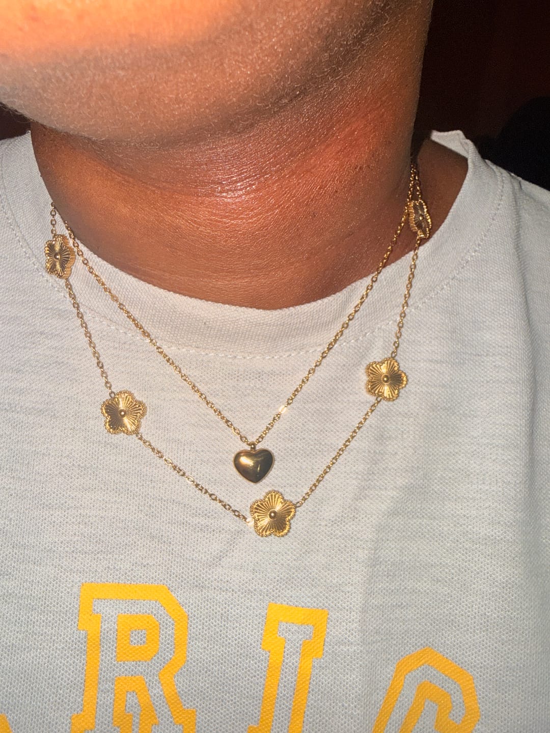 Customer photo review of Golden Clover Cluster Necklace