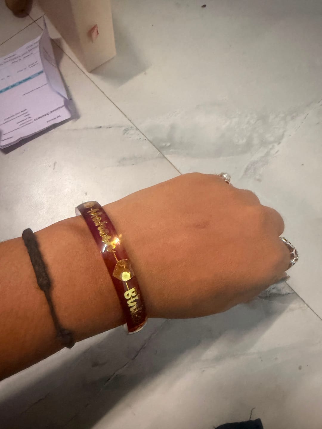 Customer photo review of Anmol Bandhan Gold Bangles –  Love & Togetherness in World's Language
