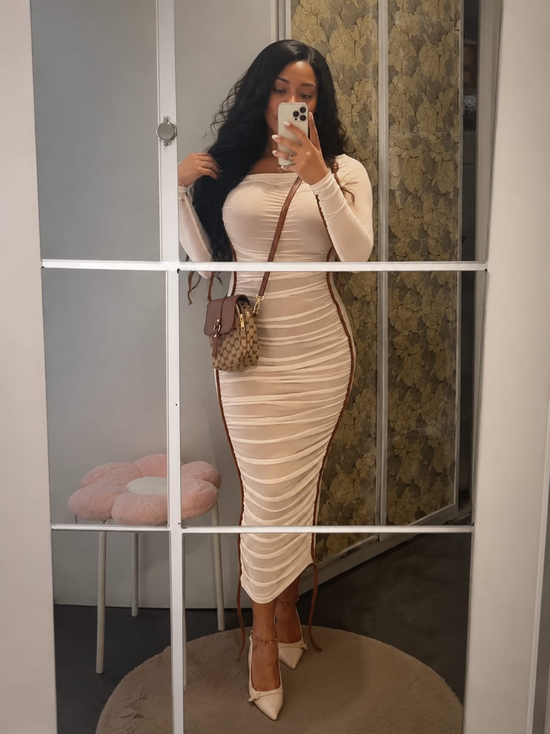 Customer photo review of Ivory Hourglass Midi Dress