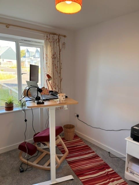 Customer photo review of Sit/Stand Height Adjustable Desk