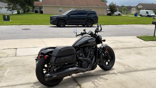 Customer photo review of 28L - Pantheon Quick-Mount Medium 2025+ Indian Scout Bobber Motorcycle Saddlebags