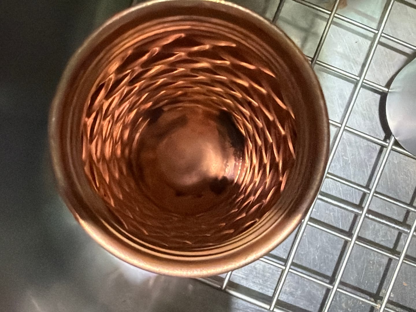 Customer photo review of Special Edition Diamond-Cut Honeycomb Copper Water Bottle | Textured Anti-Slip Grip