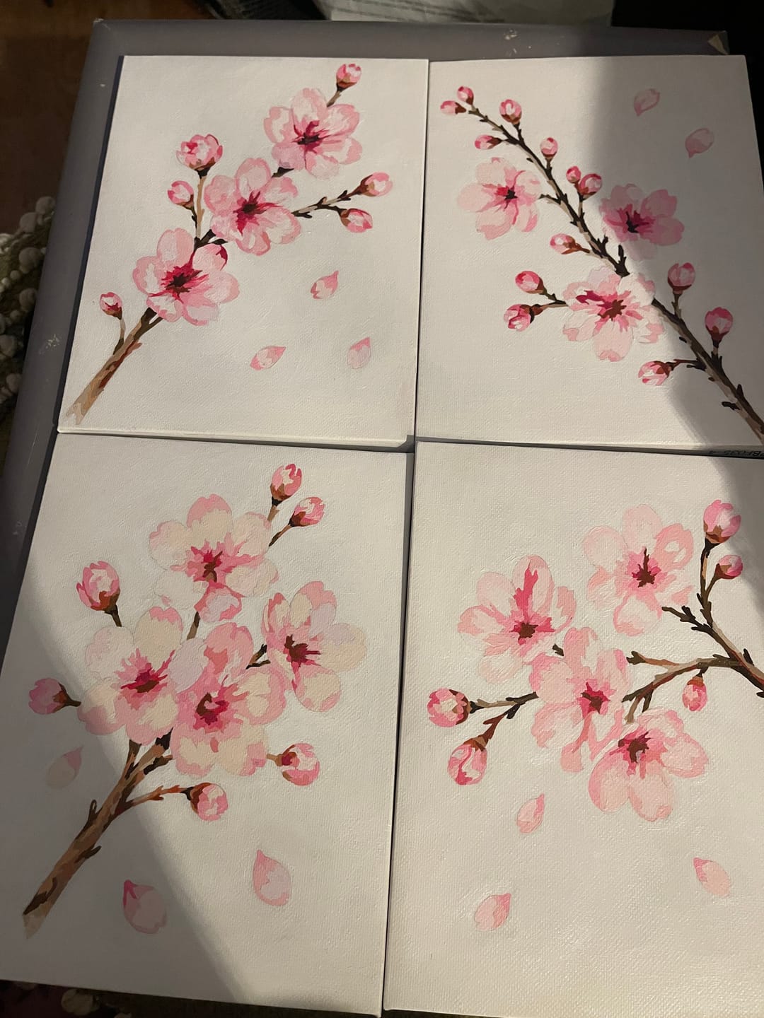 Customer photo review of 4 Mini Paintings - Cherry Blossom Set