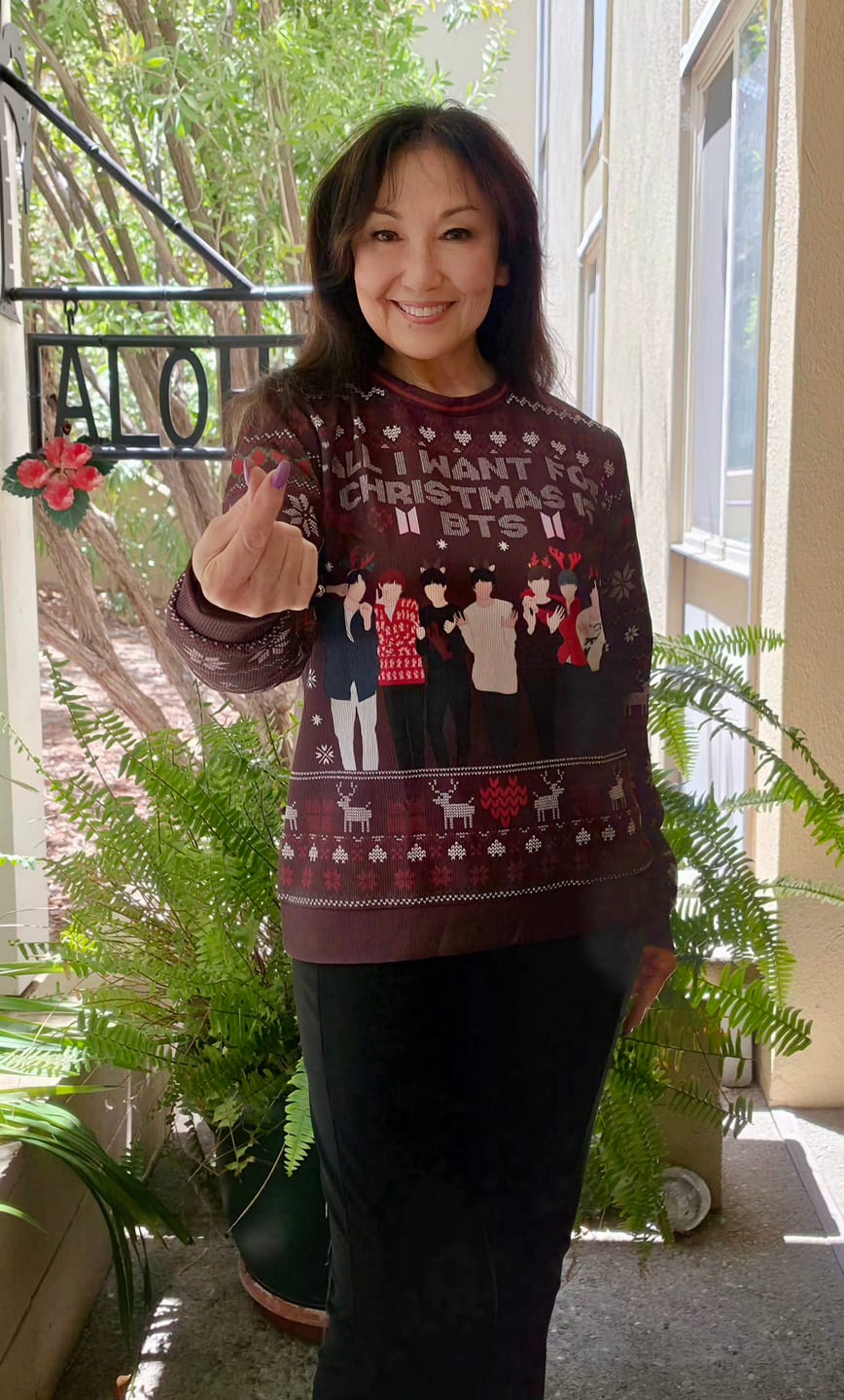 Customer photo review of All I Want For Christmas is BTS Ugly Sweater