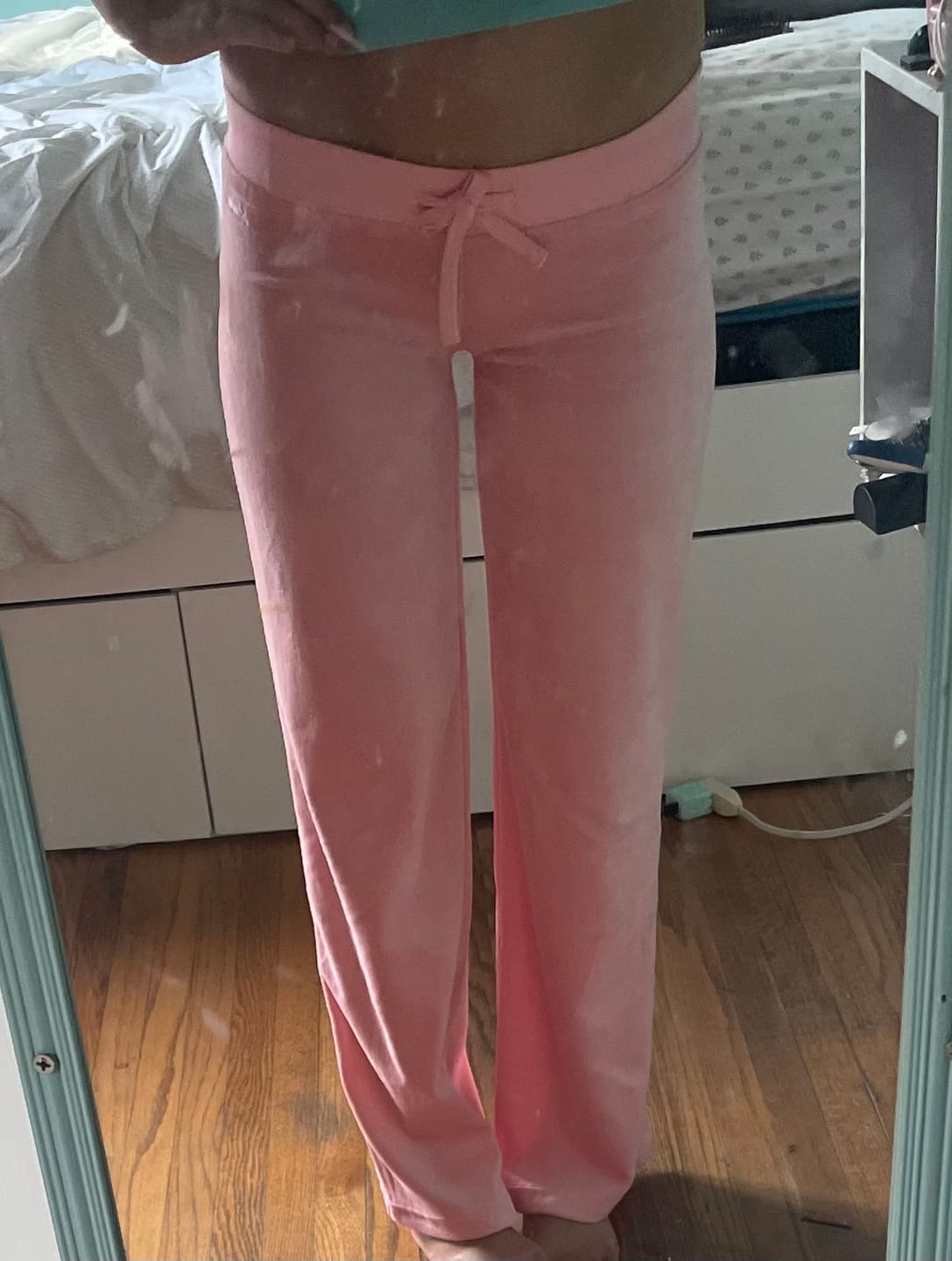 Customer photo review of Superlow Trackpants | Blush Pink