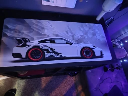 Customer photo review of XXL Sports Car Gaming Mouse Pad