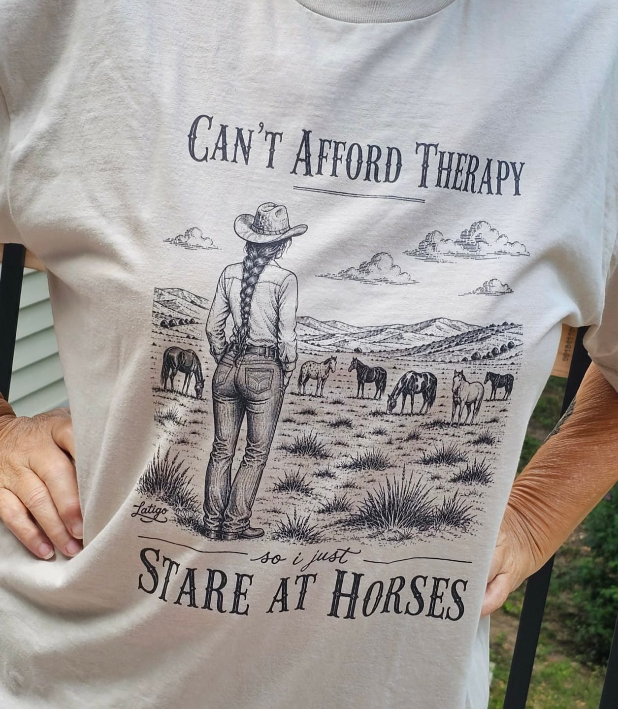 Customer photo review of Horse Therapy Tee