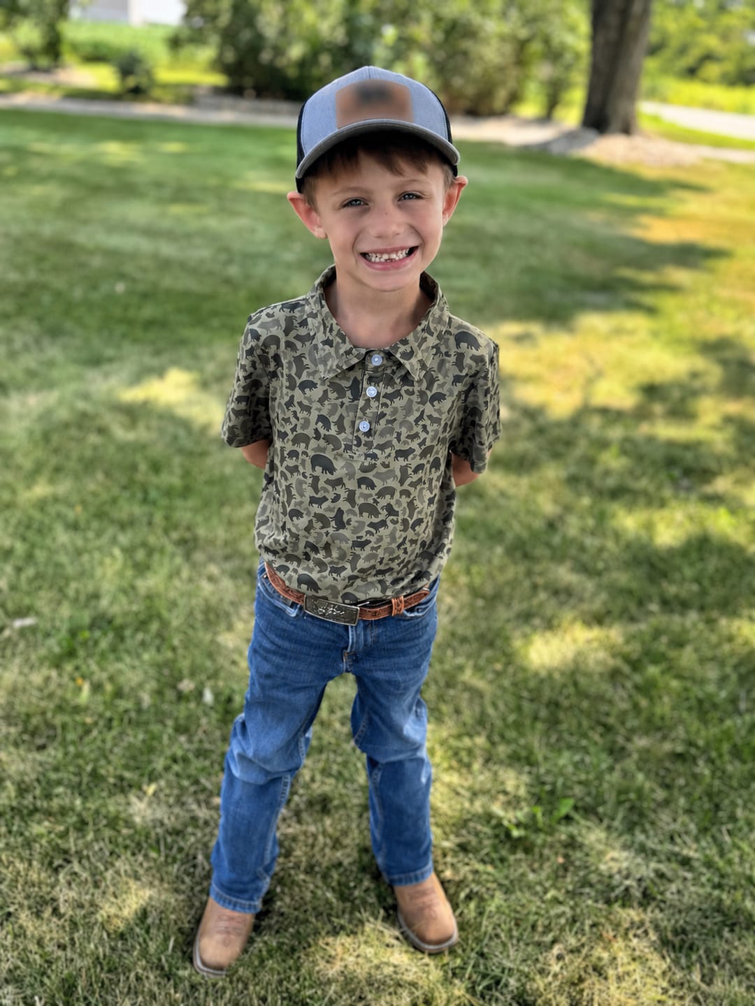 Customer photo review of Pig Camo Baby/Youth Performance Polo