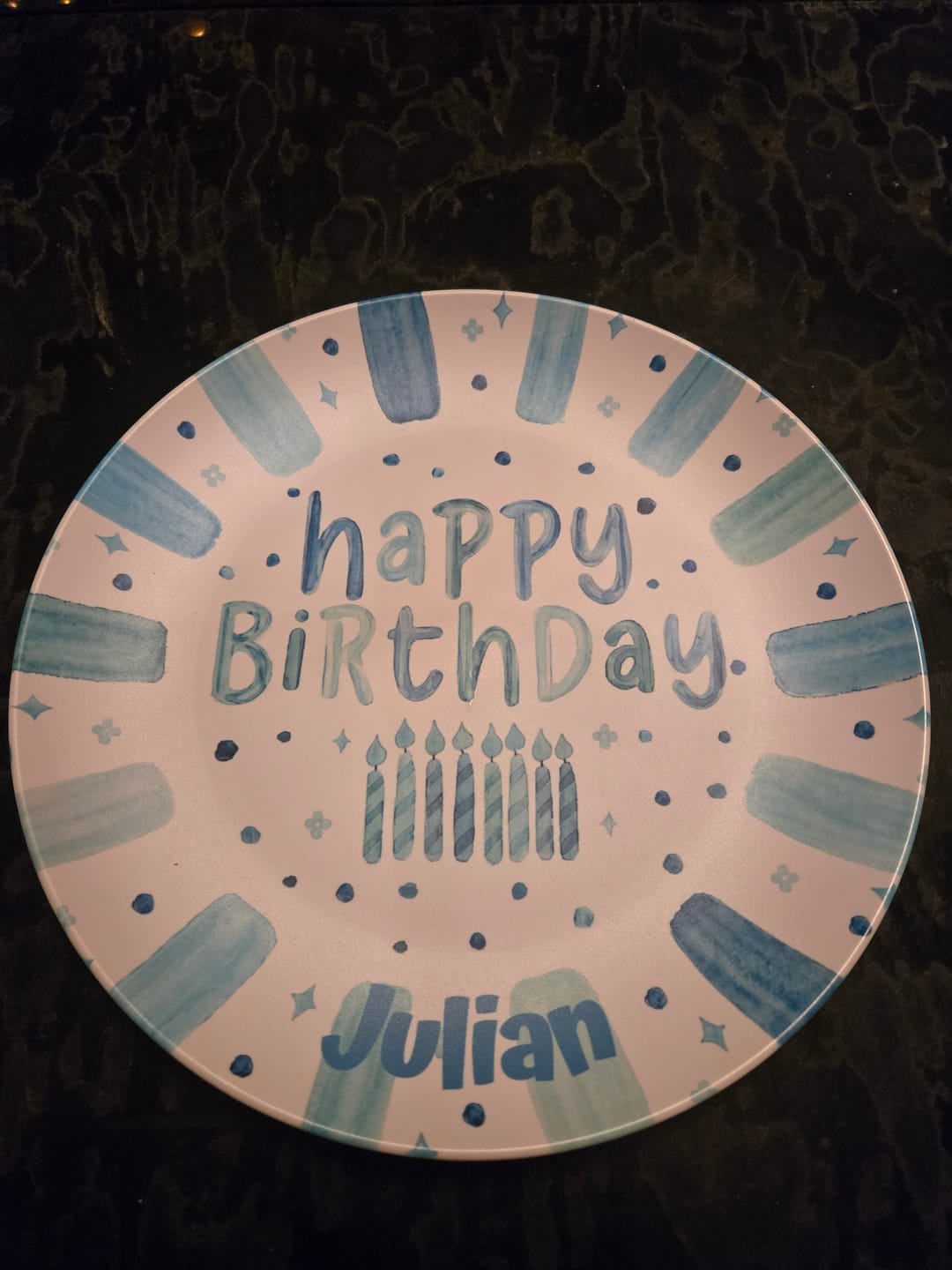 Customer photo review of Shades of Blue Birthday Plate