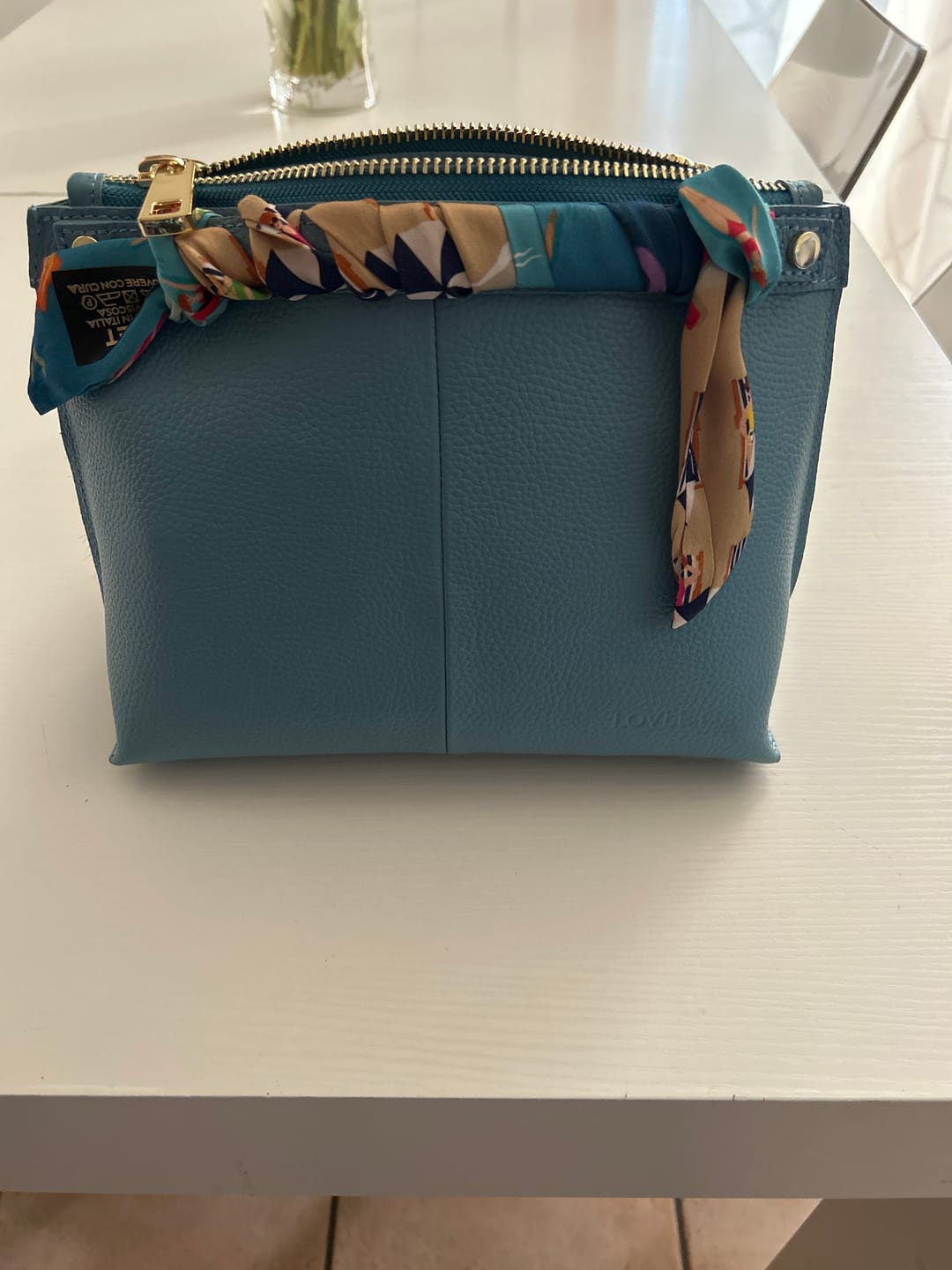 Customer photo review of BORSA MINI SOFY CAVALLINO CELESTE