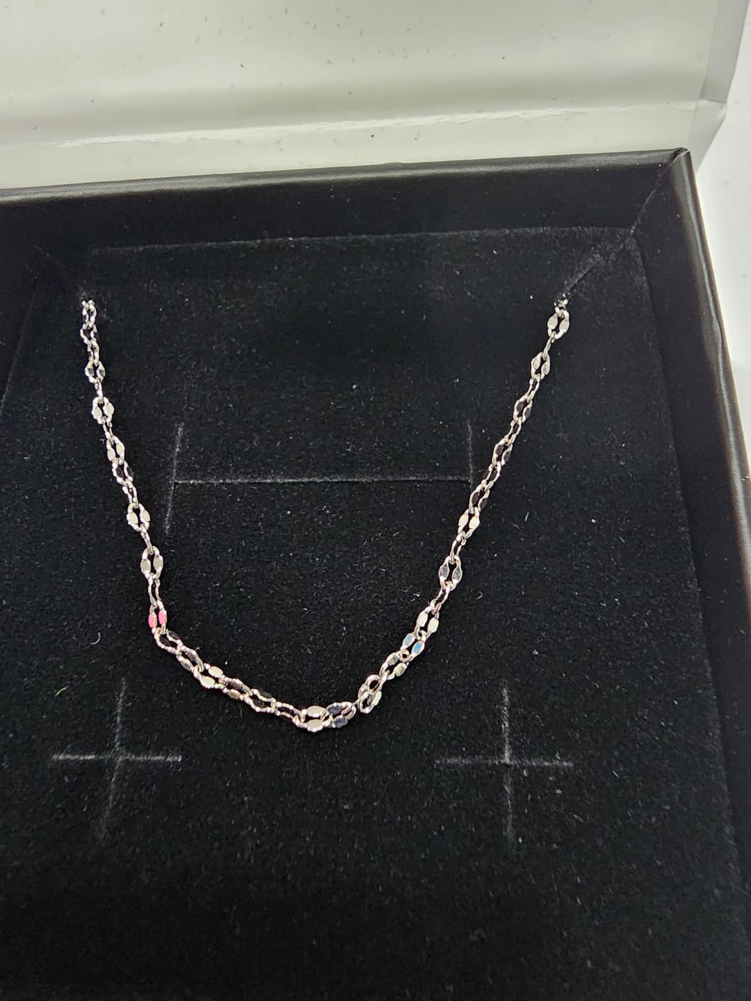 Customer photo review of Raegan 18k White Gold Plated Stacking Necklace Chain