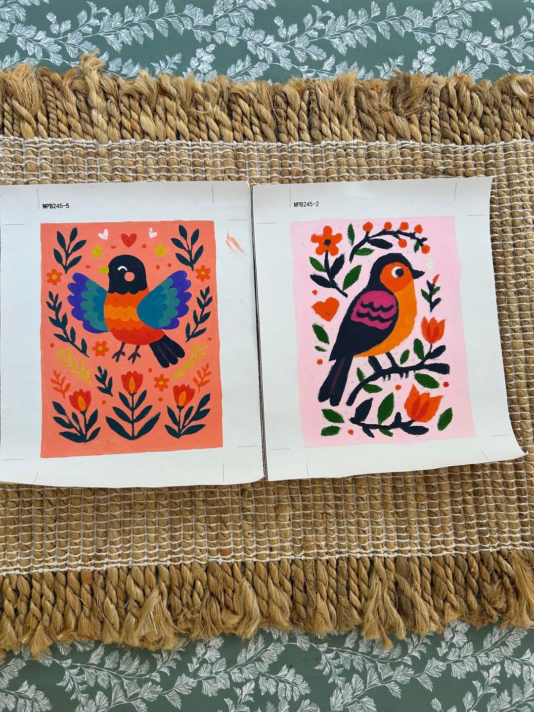 Customer photo review of 6 Mini Paintings - Colorful Birds Set