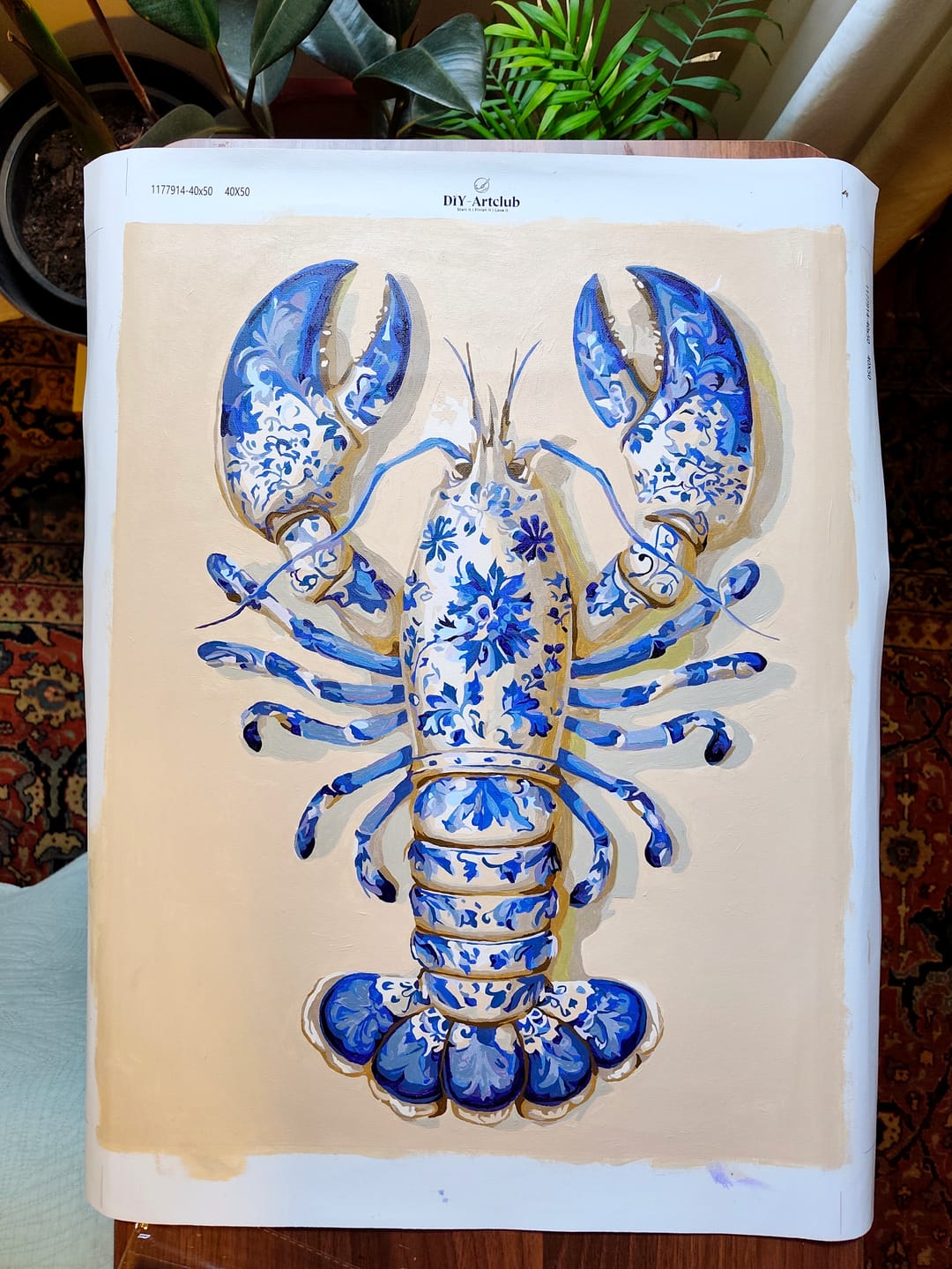 Customer photo review of Delft Lobster | Paint by Number