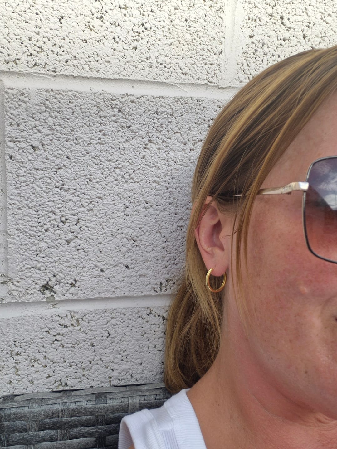 Customer photo review of Medium Hoops in Gold