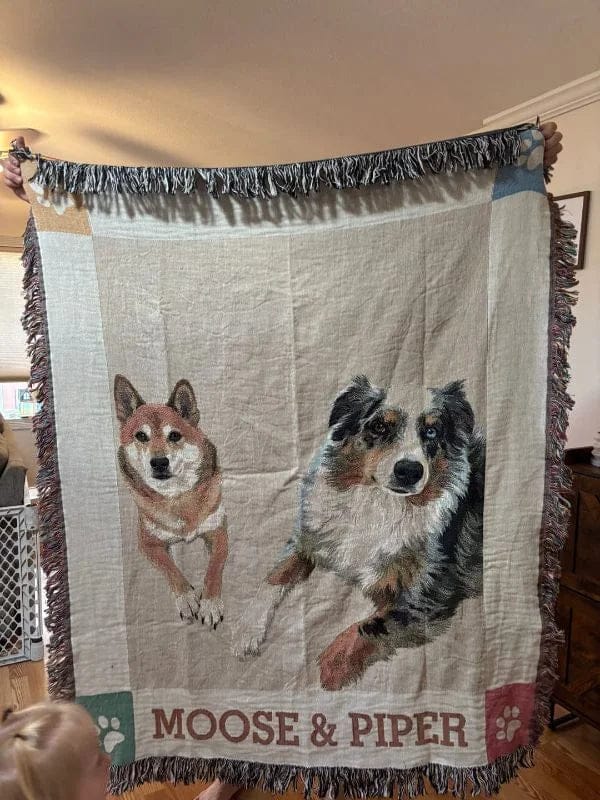 Customer photo review of Personalized Dog Woven Blanket