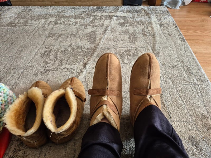 Customer photo review of Women's Sheepskin Velcro Cabin Slippers