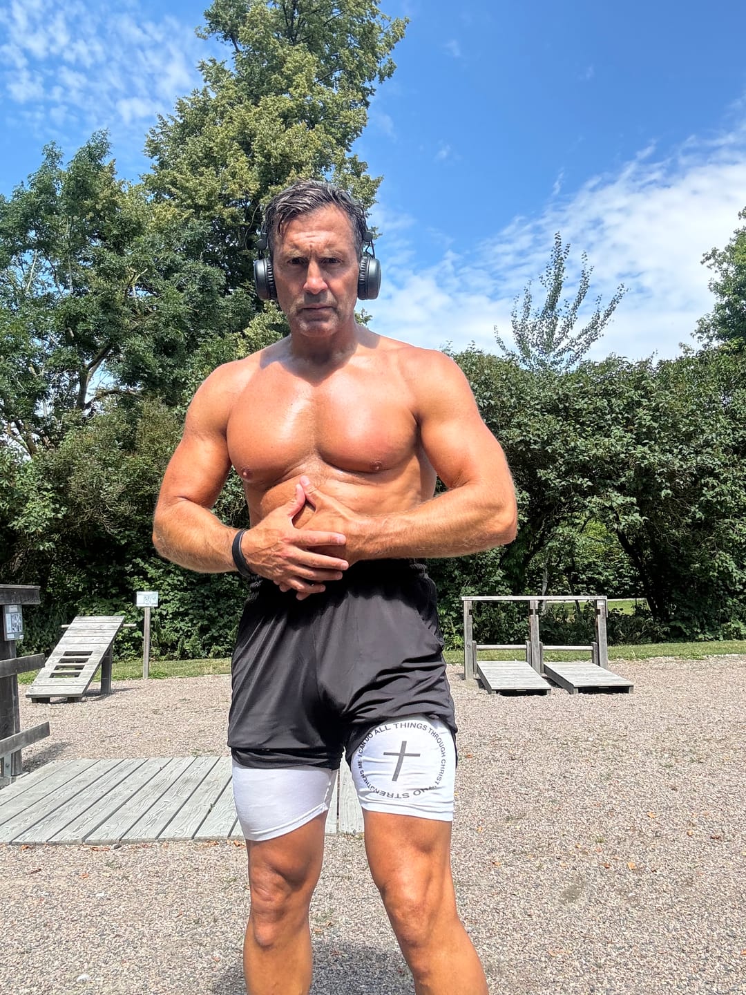 Customer photo review of Galatians 5:1 ’Break Your Chains’ Men’s Performance Shorts
