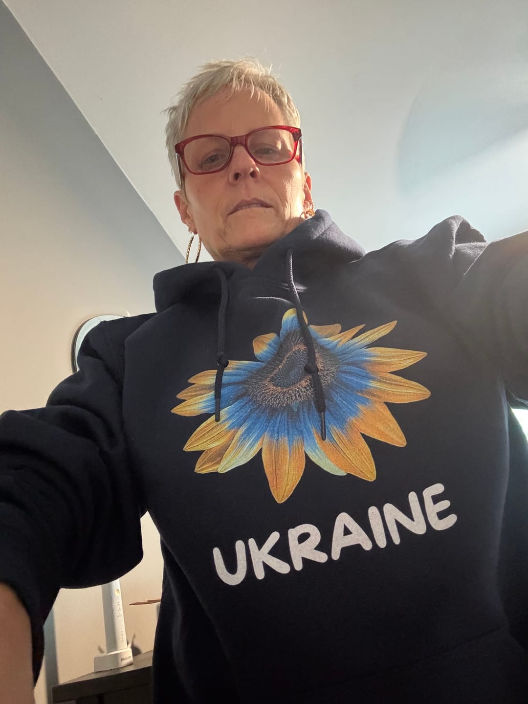 Customer photo review of Ukrainian Sunflower Hoodie