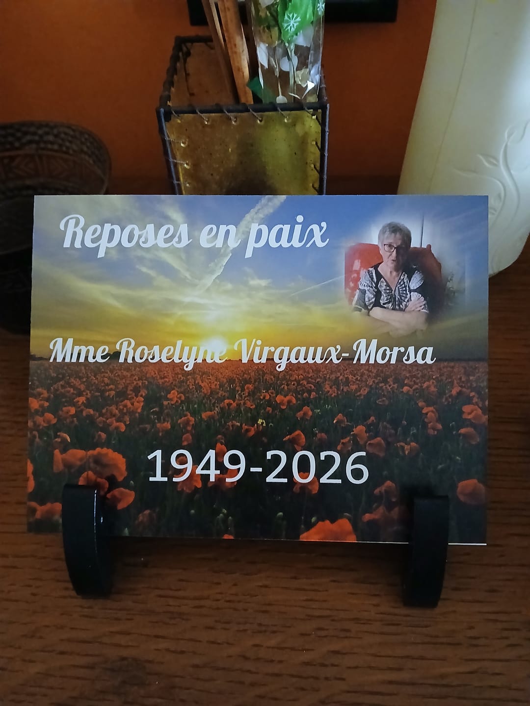 Customer photo review of Plaque Funéraire Champ de Coquelicots