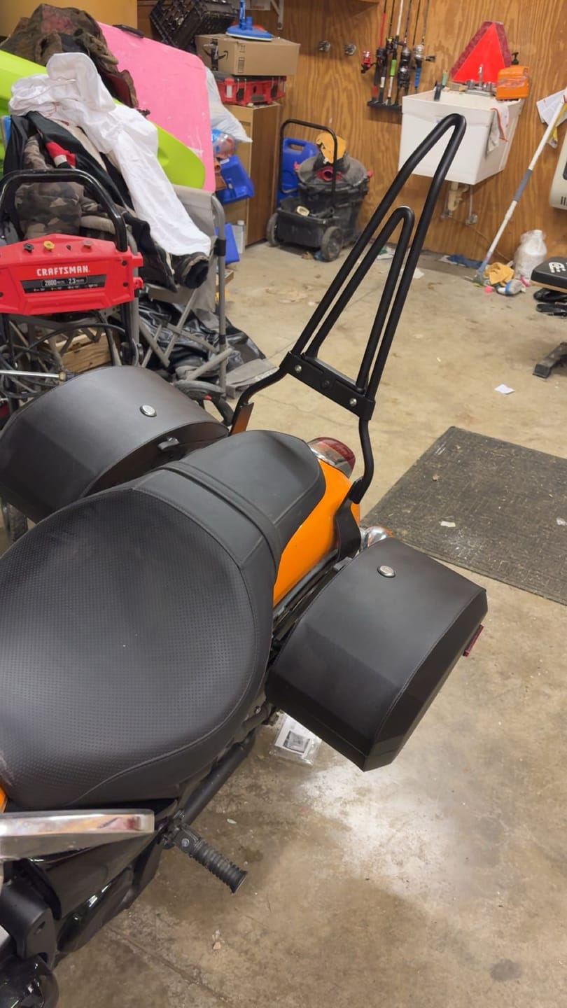 Customer photo review of Iron Born Blade 25" Sissy Bar with Foldable Luggage Rack for Kawasaki Vulcan 900 Custom, VN900C Matte Black
