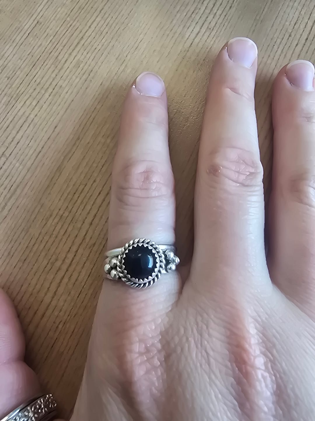 Customer photo review of Navajo Made Onyx & Sterling Silver Ring