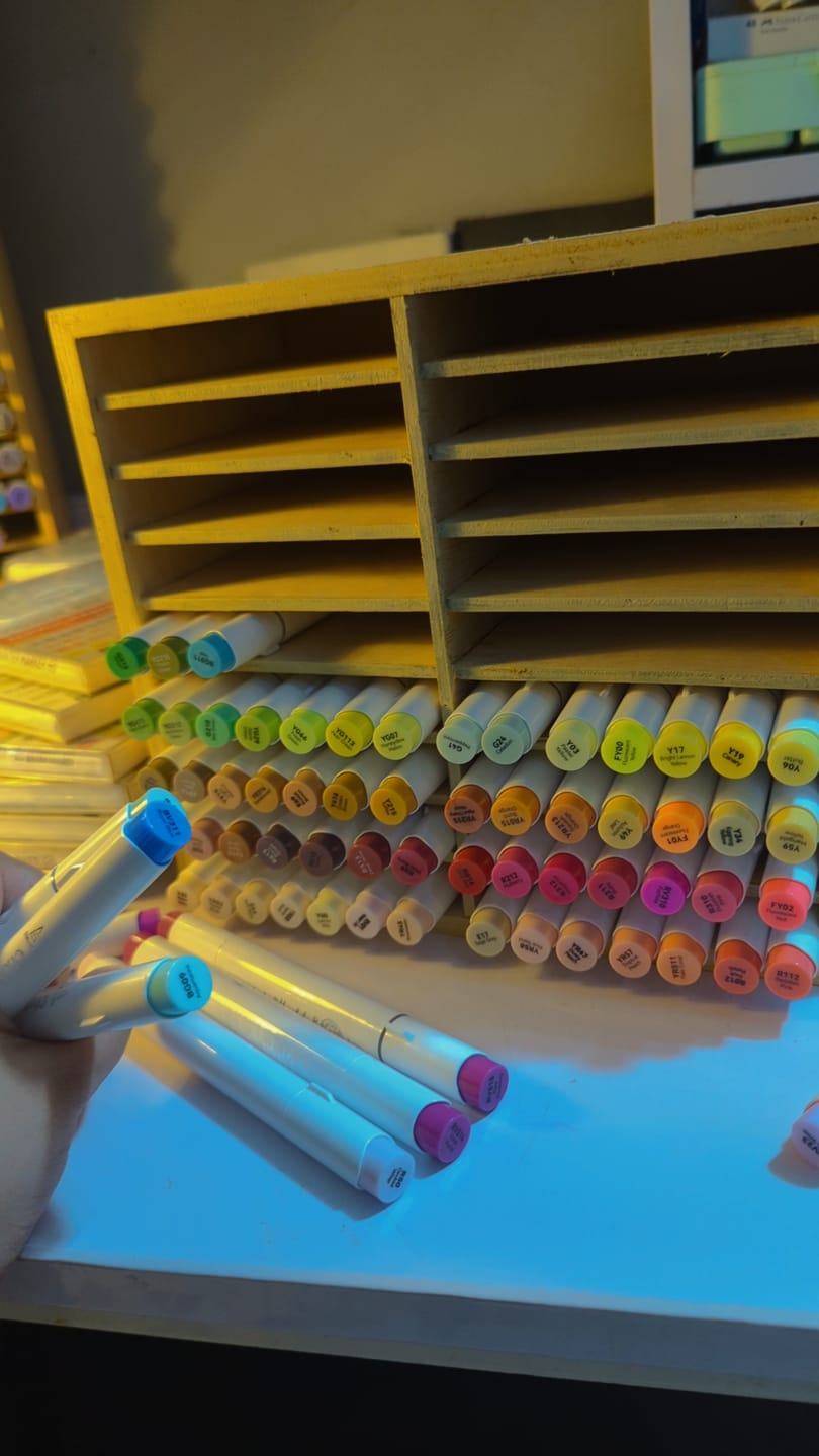 Customer photo review of Ohuhu Honolulu 104 Colors Dual Tips Alcohol Art Markers (New Color Codes)