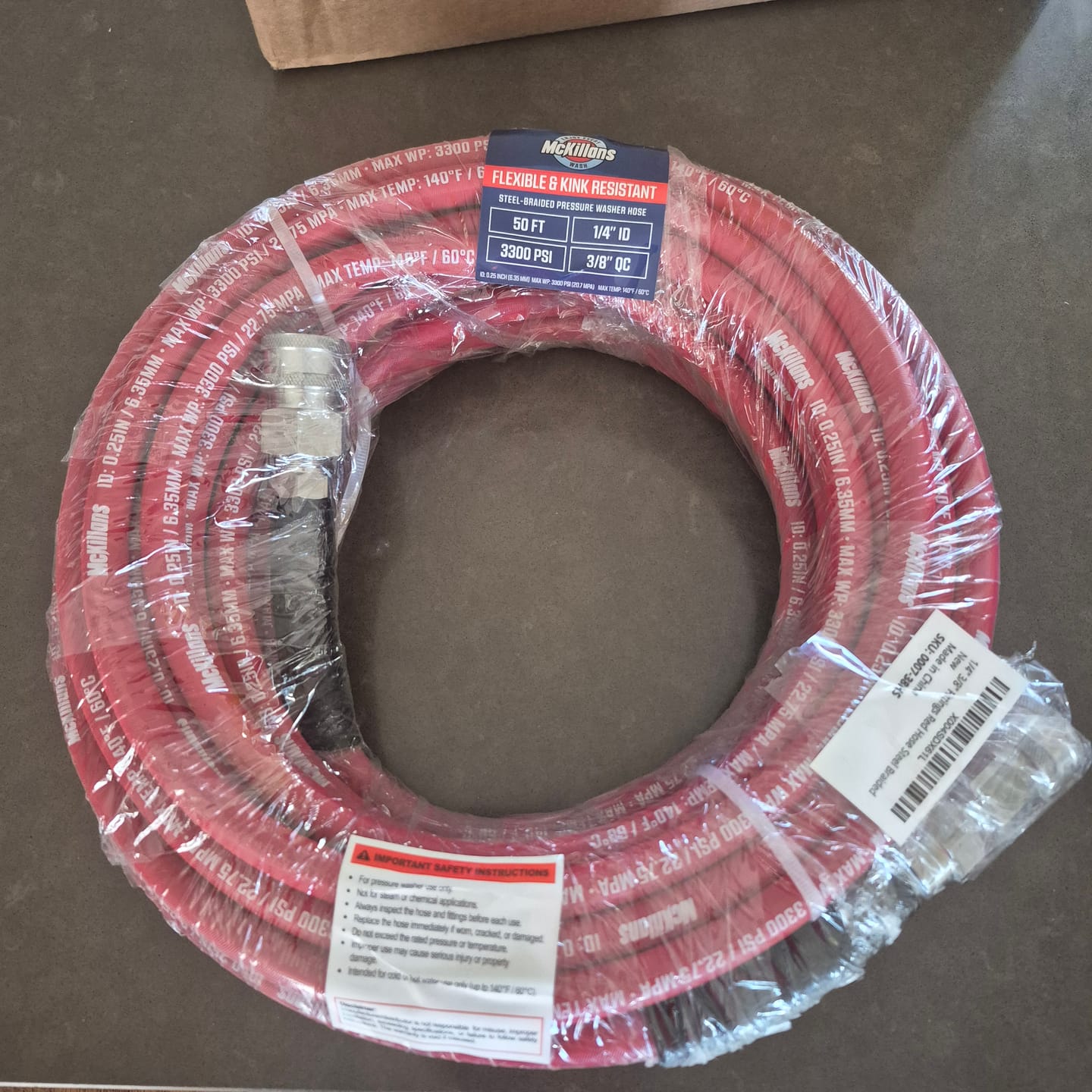 Customer photo review of QC Installed Pressure Washer Hose 1/4" x 50FT