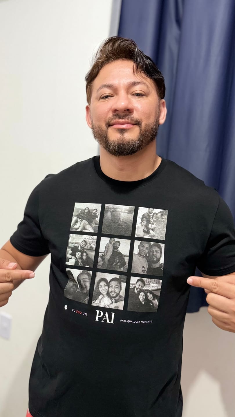 Customer photo review of Camiseta personalizada dia dos Pais - PAI PARA TODO MOMENTO - Algodão Peruano
